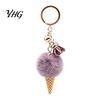 Soft Decorative Charm Plush Ice Cream Keychain for Backpacks, Fluffy Cone Keyring Decor Bag Charm, Pendant with Metal Ring Backpack Decoration
