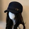Y2k Denim Flat Top Hat Cotton Retro Baseball Cap Retro Beret Autumn