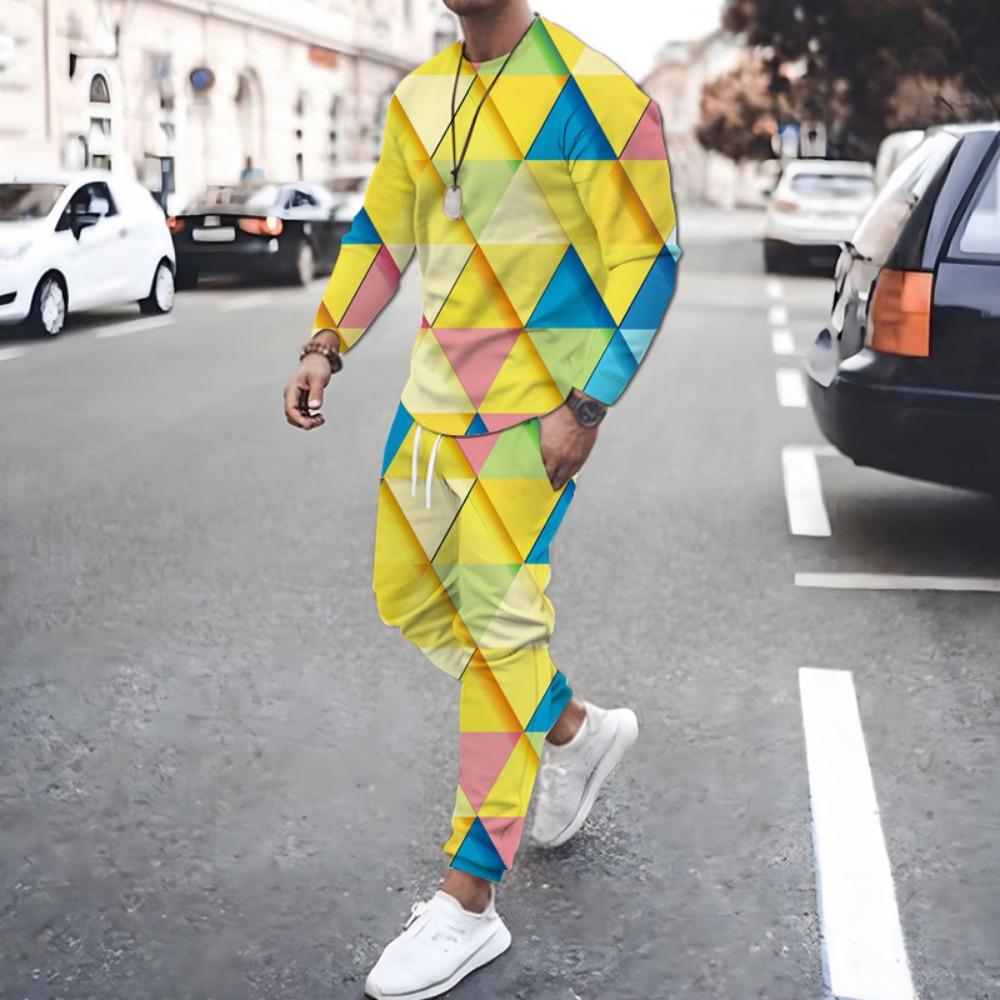 Abstract Vortex Pattern T-Shirts Sets Male 3D Print Unisex Long Sleeve T shirt Pants Suits Casual Men's Clothing 2Pcs Jogger Set