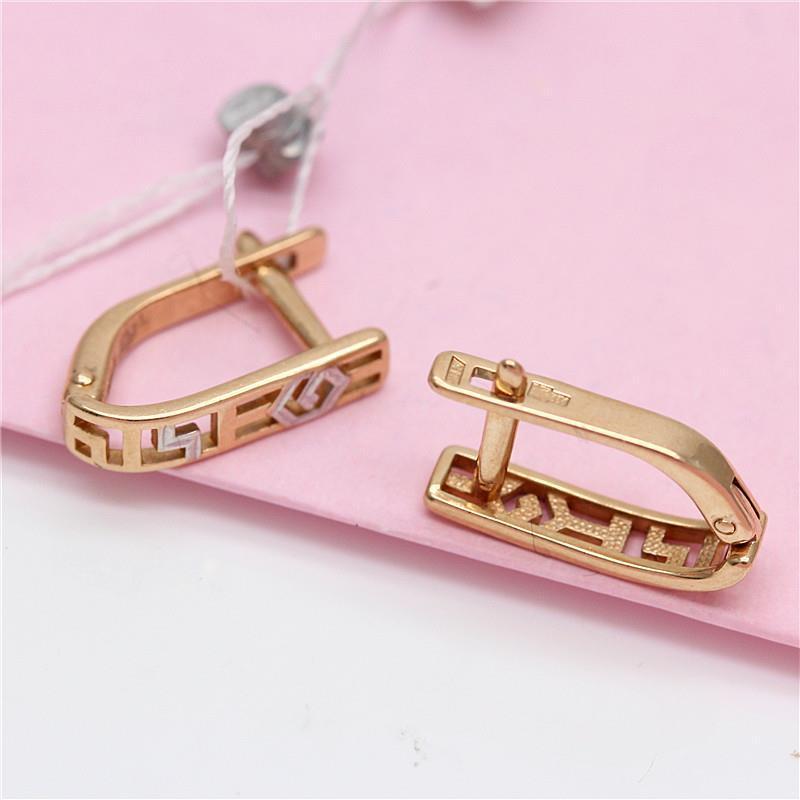 Exquisite Purple Gold Russian Fashion Hollow Earrings Purple Gold Classic Temperament Women'S 585 Rose Gold Plated Ear Buckles