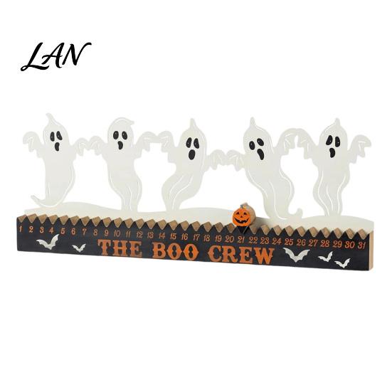Halloween Office Decor Dancing Witch Countdown Table Ornament, Rustic Wooden Home Unique Holiday Calendar for Party Centerpiece, Spooky Haunted House