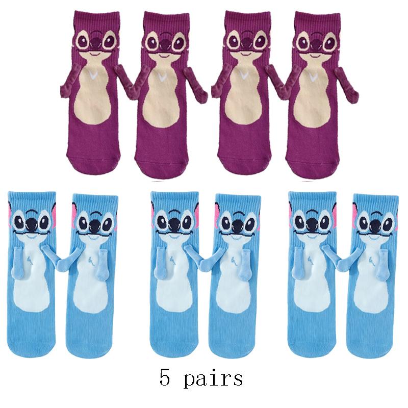 Stitch Magnet Hand In Hand Sock Cartoon Fun Fashion Soft Comfortable Creative Adults Children Christmas Stocking Toy Gift