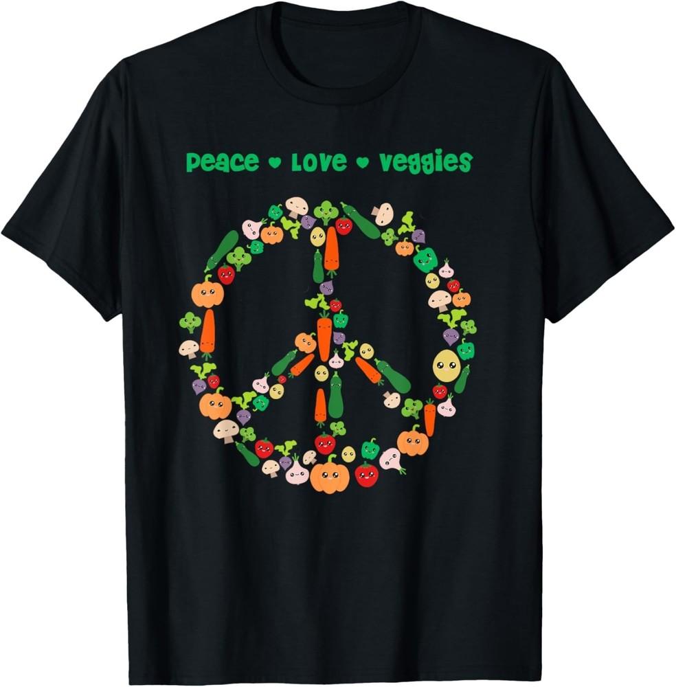 

Kawaii Vegetables Peace Sign Funny Gift for Vegetarian Vegan Gift Unisex T-Shirt L
