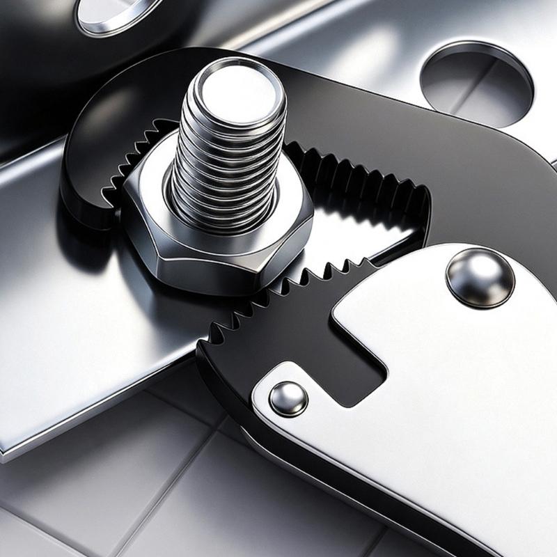 Multipurpose Hand Tool with Adjustable Serrated Jaw, Two Screwdriver Inserts, and 13 cm Short Spanner Body for Household Repairs and Installation