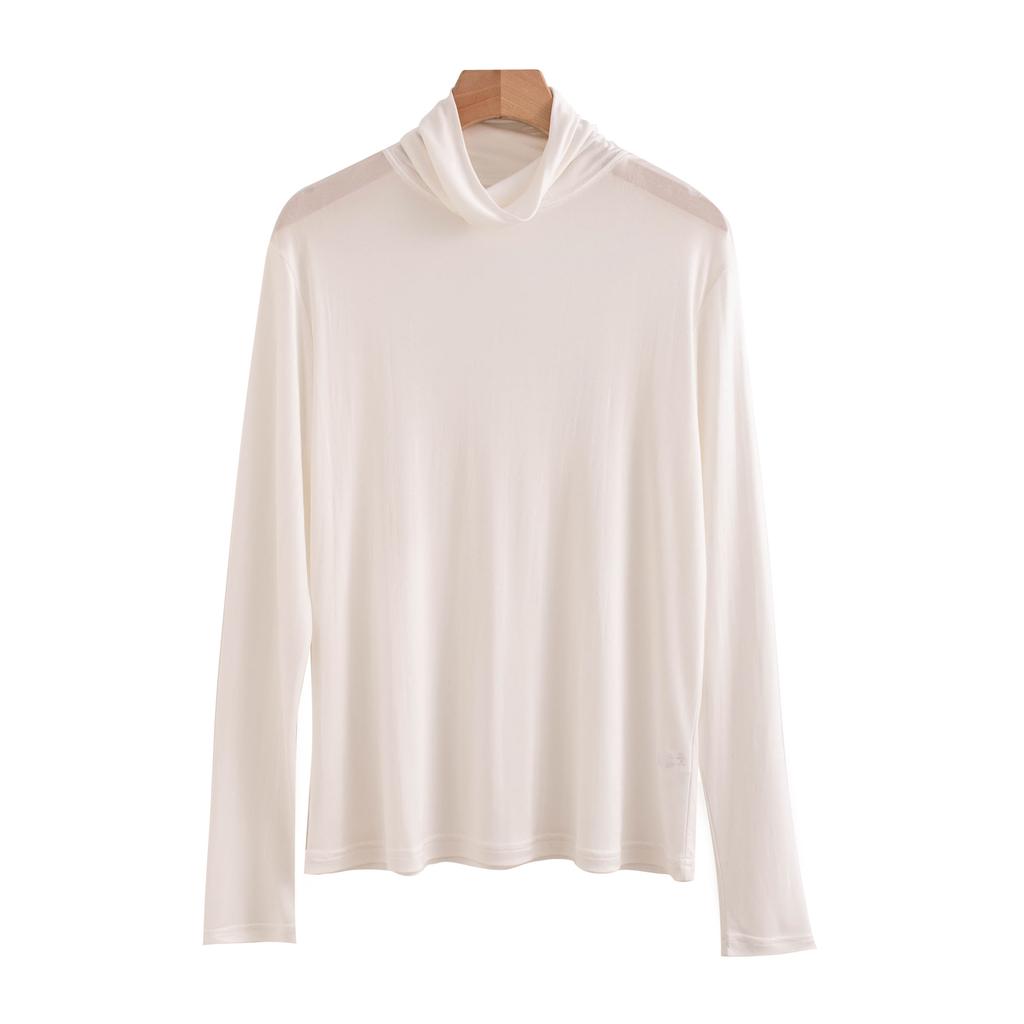 spring new slim-fit inner silk base simple solid color turtleneck t-shirt fashionable casual versatile top