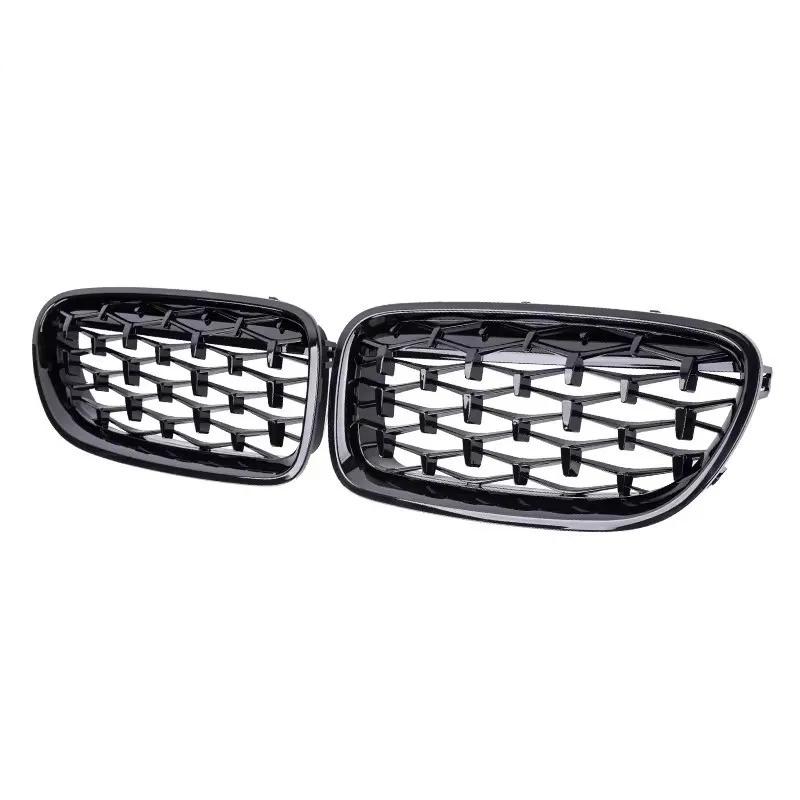 Silver Diamonds Style Upper Racing Grilles For BMW 5-Series F10  F18 2010-2017  Front Bumper Dual Slats Grills