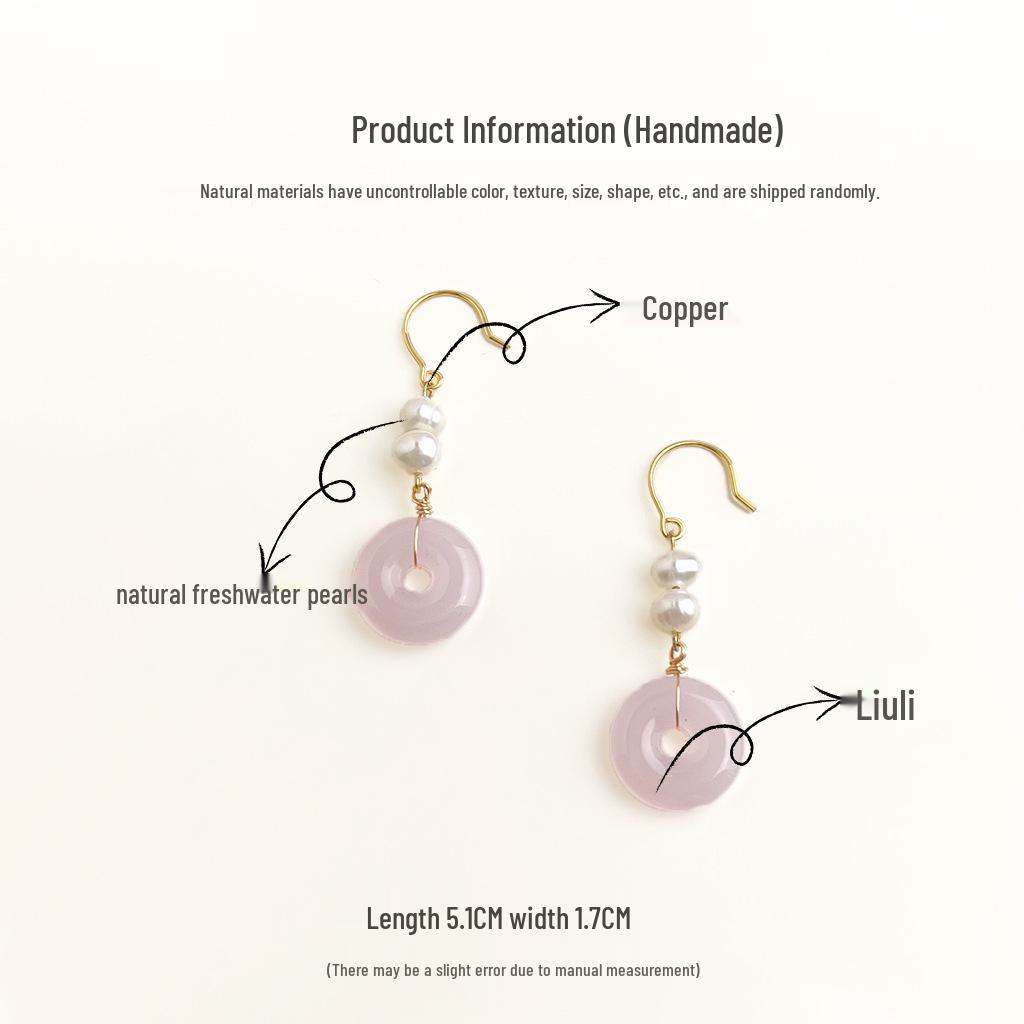 Różowe kolczyki z perłą słodkowodną z zapięciem typu "peace" - Styl retro, delikatny, słodki