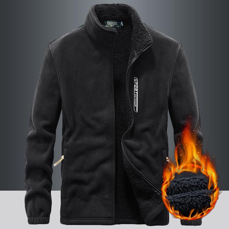 

Мужская флисовая куртка: Осенне-зимняя толстовка для занятий спортом на открытом воздухе, с плюшевой подкладкой, в повседневном трендовом стиле. M