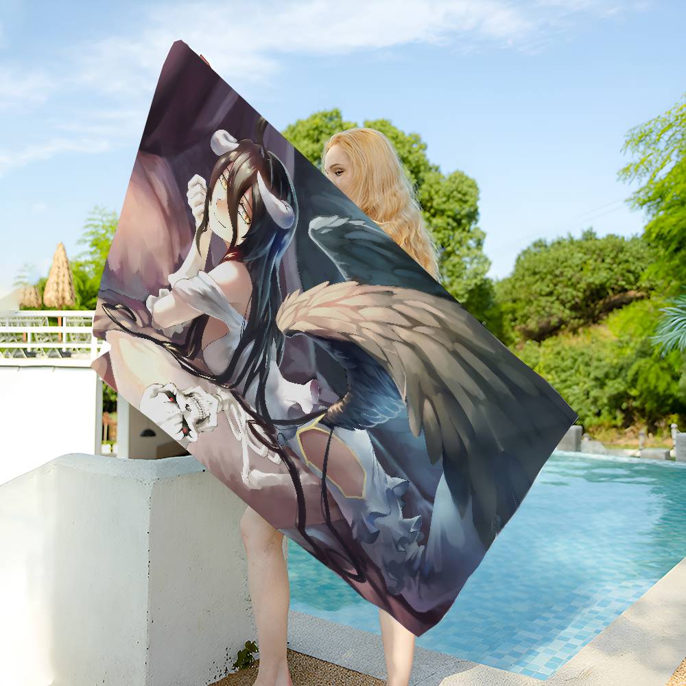Gamer Albedo Anime Sexy Girls Microfiber Printed Beach Towel Mountain Climbing Yoga Beach Swimming Running Absorbent Soft Towel