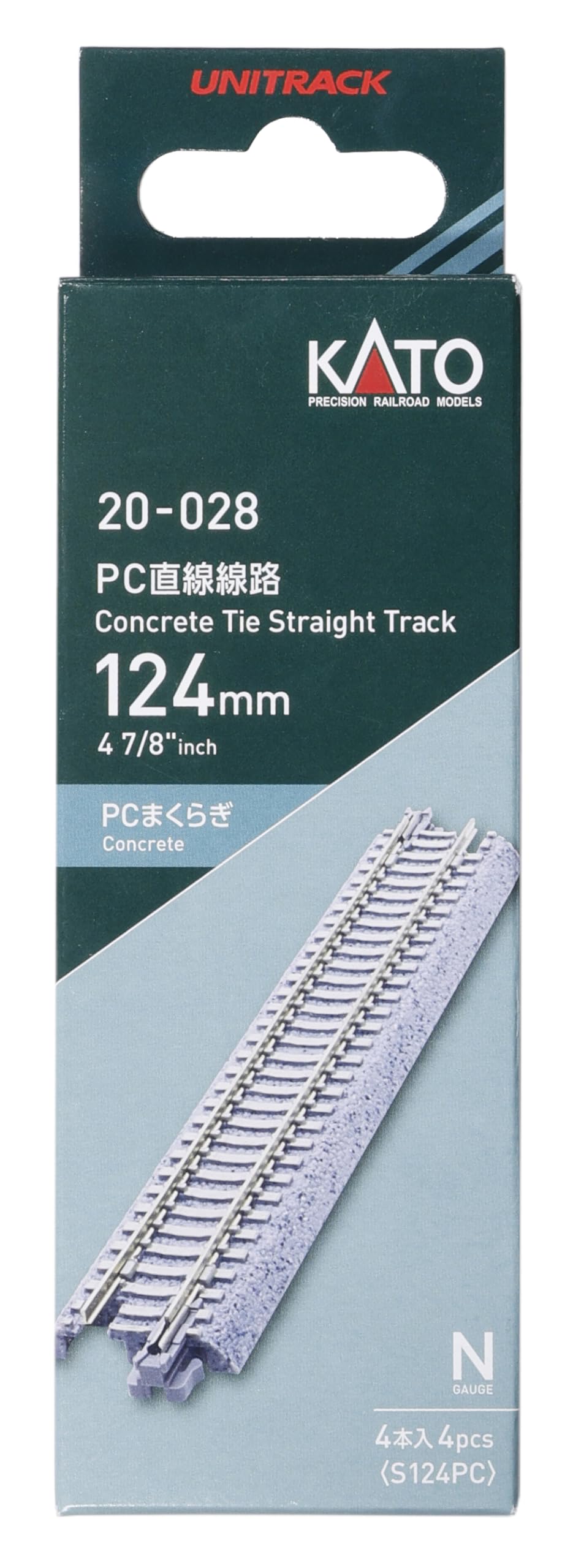 KATO N Gauge PC Straight Track 124mm Railway [S124PC] 4-Pack (Model Supplies) 20-028