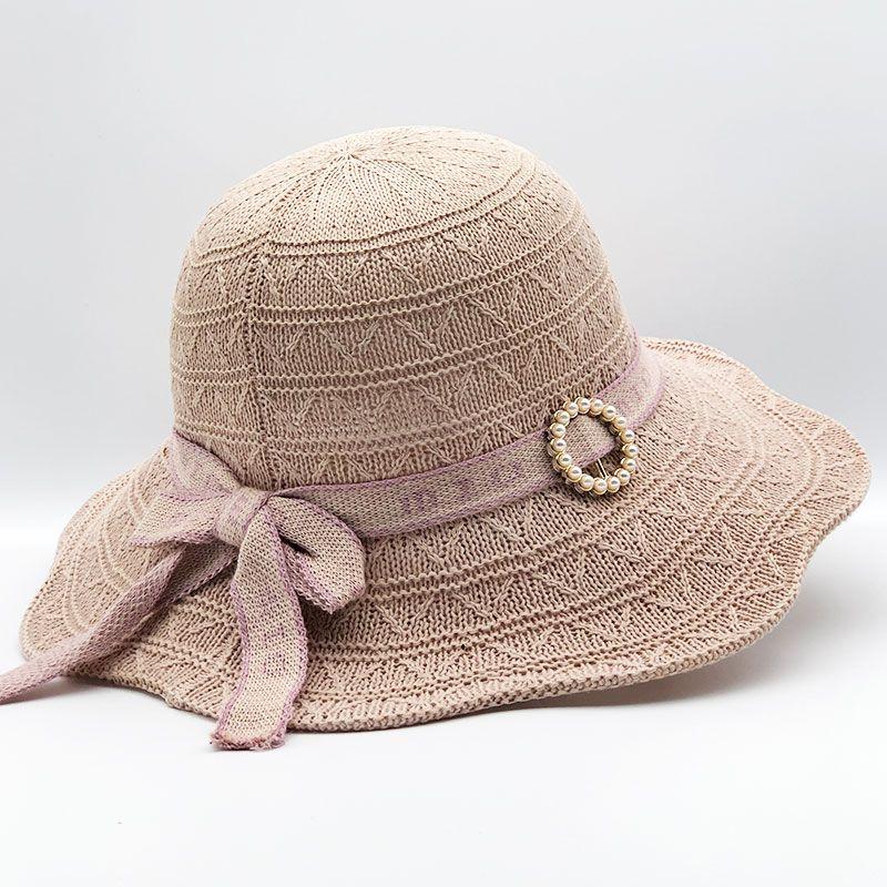 Sun Hat Women's Sun Protection Outdoor Cotton Jacquard Knitted Folding Sun Hat Summer