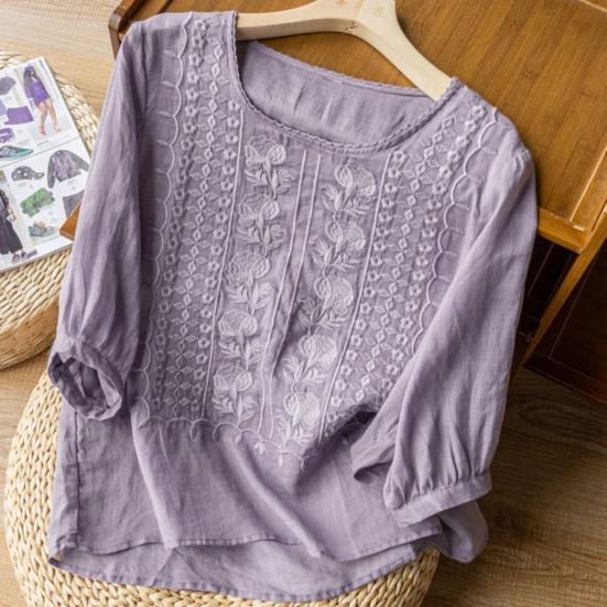 Maglietta Donna Lunghe Lino, Camicia In Classico E Lino Donna Vintage Oversize A Maniche Corte Scollo V Con Volant Elegante Casual Tops Tinta Unita Camicetta Sciolto Maglietta Estate E Confortevole