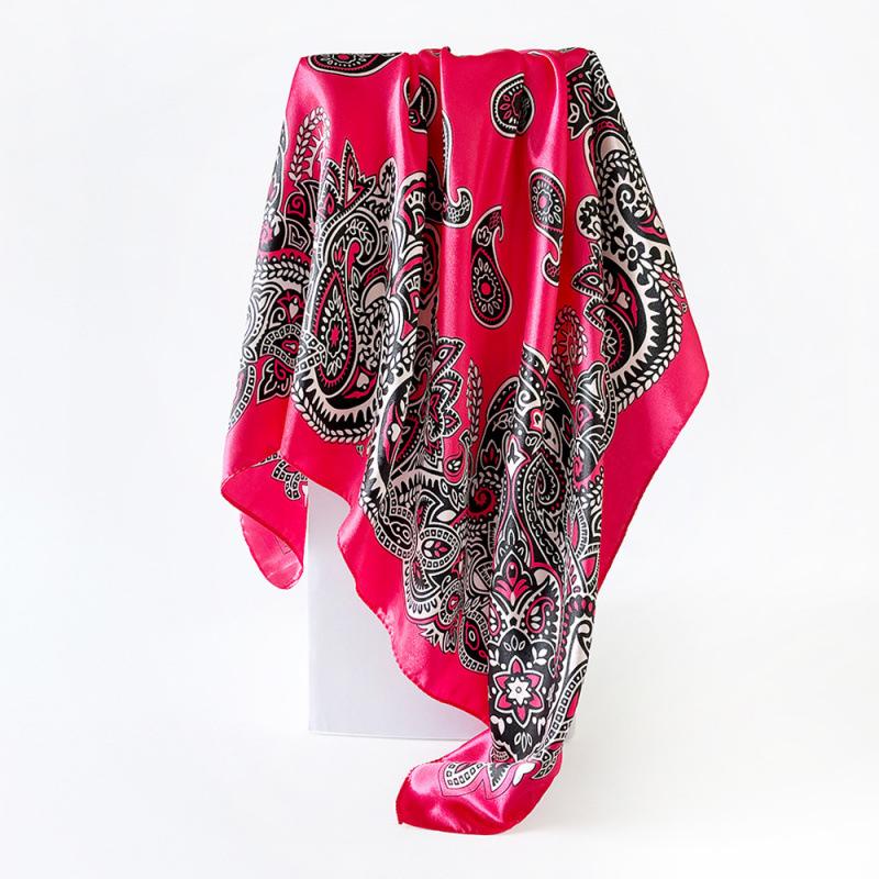 Cashew Flower Silk Scarf, 90cm Headscarf, Classic Printed Silk Scarf, Women’s Satin Square Scarf, Shawl