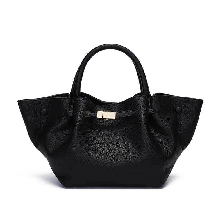 Lychee pattern pleated tote bag women s shoulder handbag чёрный