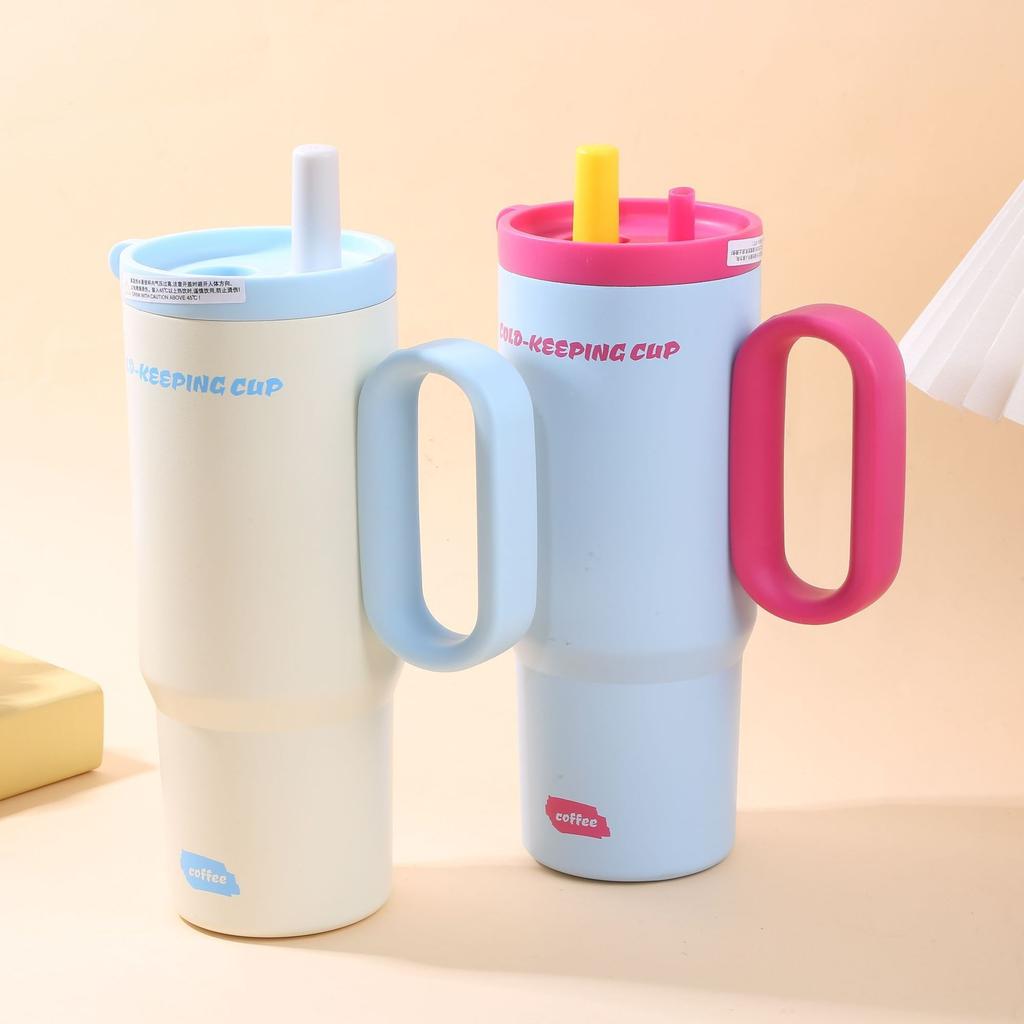 Big Mac Bingba Cup Stainless Steel Thermos Cup Large Capacity Portable Macaron Straw Cup