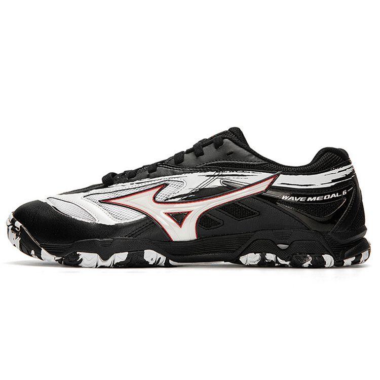 Mizuno Wave Medal 6 Shock Absorbing Non-Slip Low-Top Table Tennis Shoes Unisex Shoes Black White Red 81GA191519