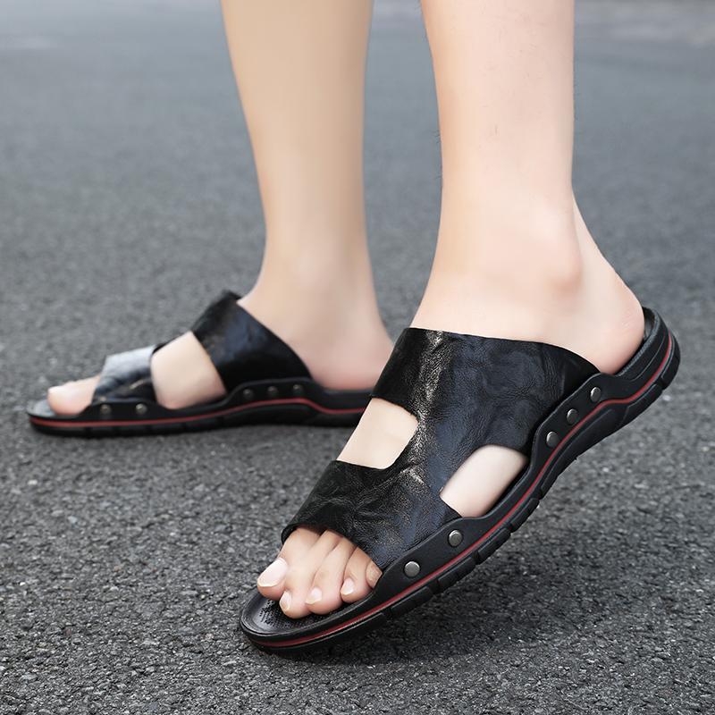 Fashion Men's Sandals Summer Wading Leather Slippers Non-slip Outdoor Beach Leisure Sports Walking Men's Shoes Plus Size38-48