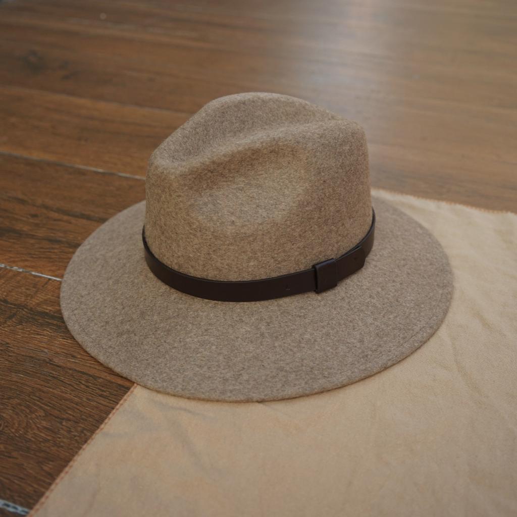 Korean Versatile Brown Mocha Belt Wide Brim Woolen Jazz Top Hat For Men And Women Autumn And Winter British Retro Felt