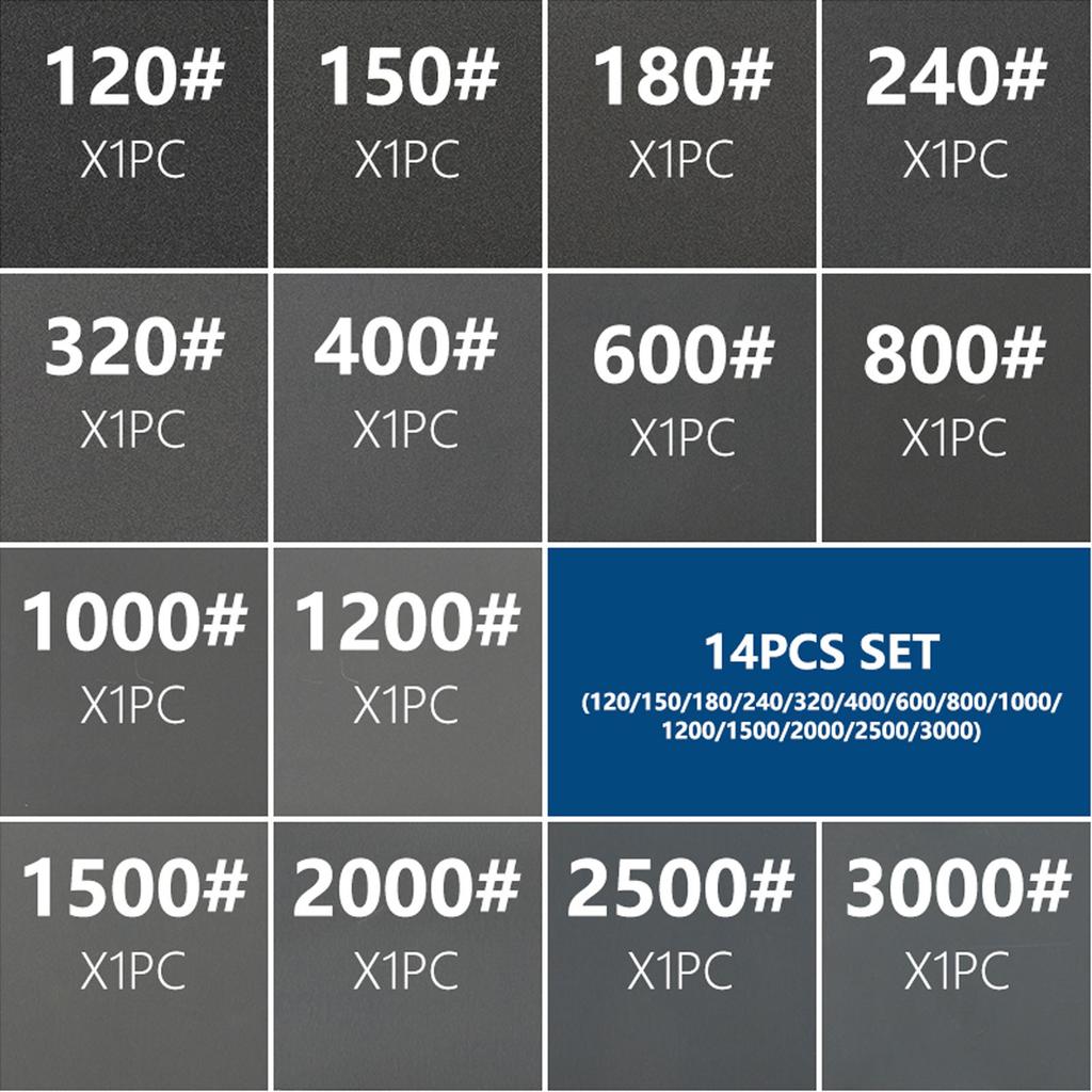 Sand Paper Dry Wet Sandpaper 120 to 3000 Grit Waterproof Set Kit for Polishing Sanding