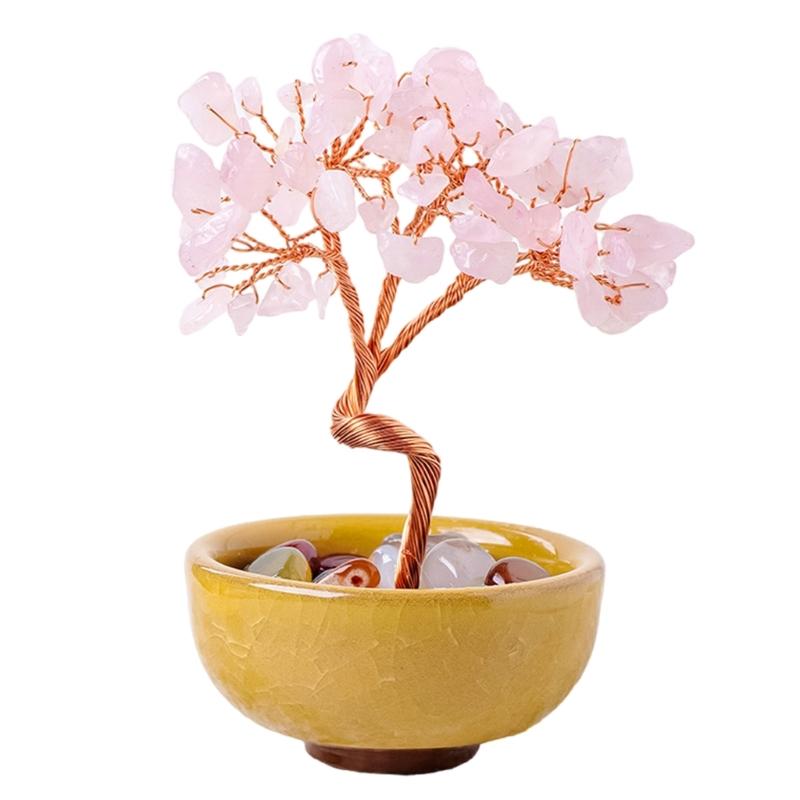 Natural Crystal Crushed Stone Wealth Tree Natural Healings Gemstones Crystal Potted Tree Fortune for Good Luck Decors