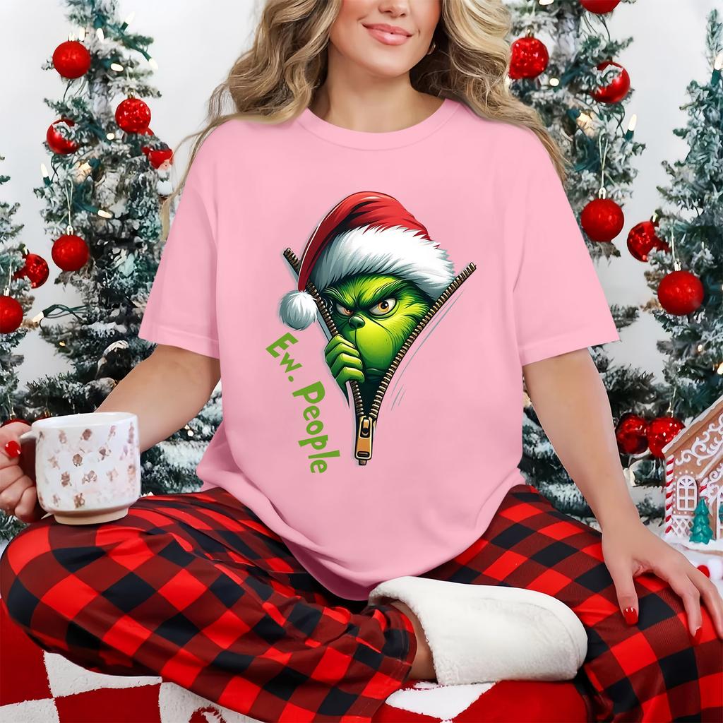 Women's Casual Printed T-Shirt Round Neck Pullover Short Sleeve Top