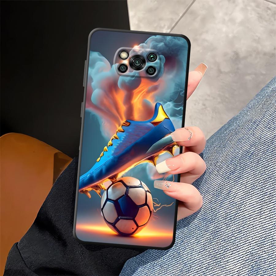Fußball Krone Hülle Handyhülle Case für Xiaomi Poco F8 M3 M4 M7 Pro F3 M5 C50 C61 X3 X4 X5 X7 Pro F1 C71 C75