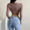 O Neck Solid T Shirt Basic Long Sleeve Women T-shirt Casual Tank Top Slim Female Crop Top Fashion