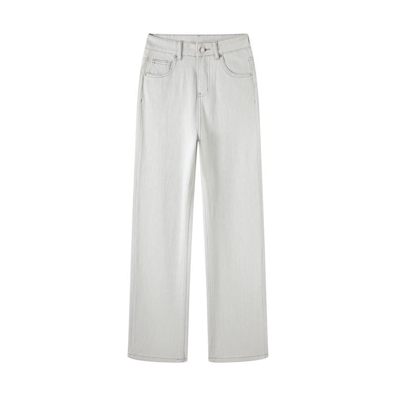 Simple Style High-Waisted White Slimming Straight-Leg Women s Jeans 2XL