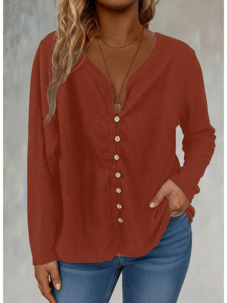 2025 Solid Color Women's Front Button Long Sleeve Cardigan - Simple, Casual, and Breathable Spring/Autumn Top