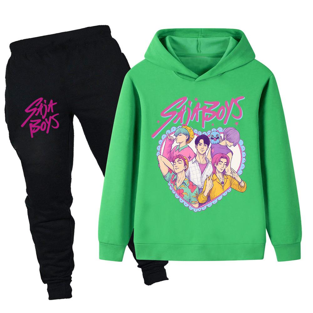 PB1212 Kids Boys Girls Kpop Mira Zoey Rumi Sajaboys Print Long Sleeves Hoodie Pants Trousers Clothes Sets