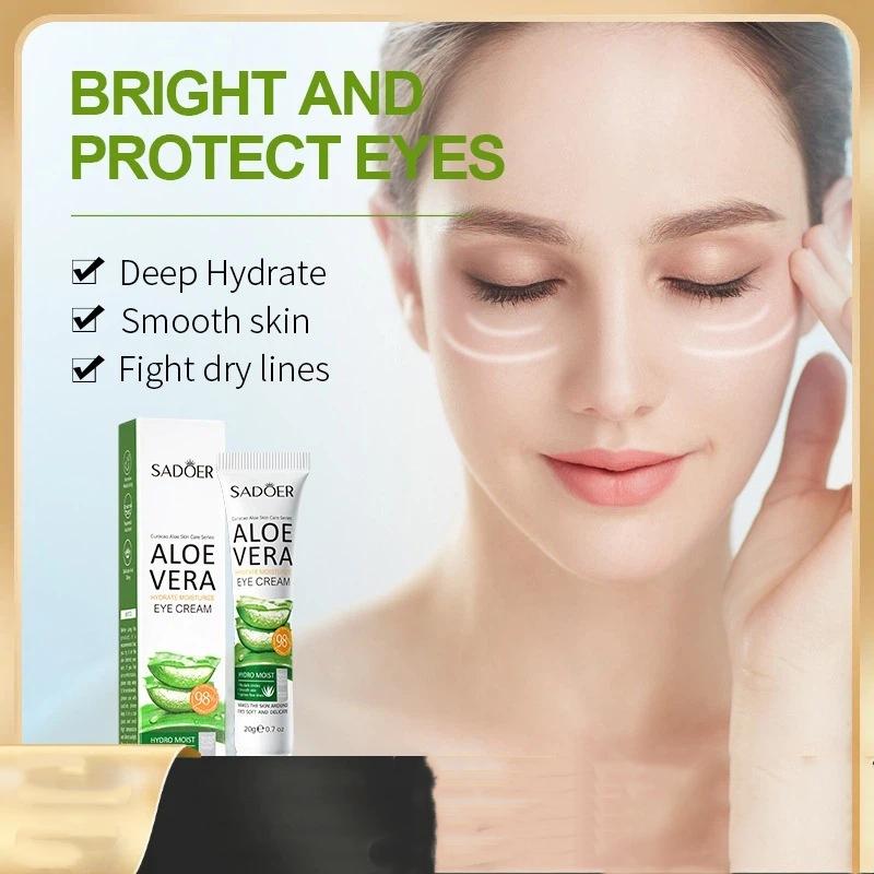 Sadoer Aloe Vera Augencreme Anti-Falten Dunkle Ringe Tränensäcke Feuchtigkeitsspendend Straffend Glättend Augen Schönheit Hautpflege Kosmetik