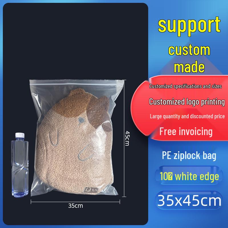 Self-Sealing Thickened Transparent Plastic Food Packaging Bag with Custom Printing