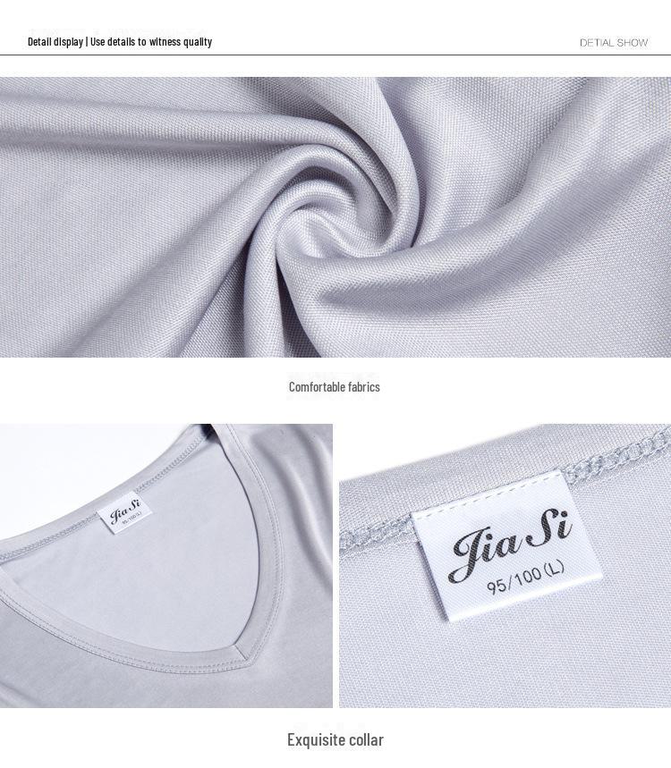 Tangge Set Intimo Termico da Uomo in Maglia di Seta di Gelso a Doppio Lato - Tinta Unita per l'Autunno