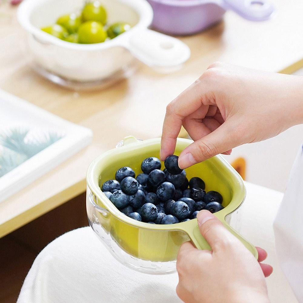 Multifunktionaler doppelwandiger Abtropfkorb Gemüsewaschbecken Abtropfschale Obstwaschkorb Mini Blaubeere