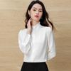 Women's Ruffled Stand-Collar Long-Sleeve Blouse