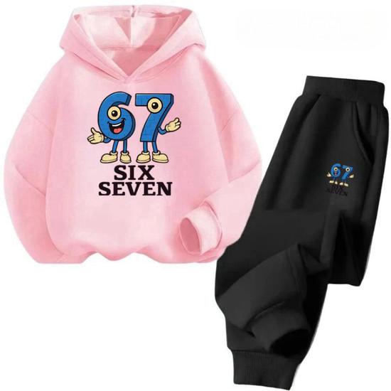Steal a Brainrot Tracksuit 67 Six Seven Print Kid's Clothes Hoodie+Pants Suit 2pcs Set Boy Girl Children Holiday Gifts