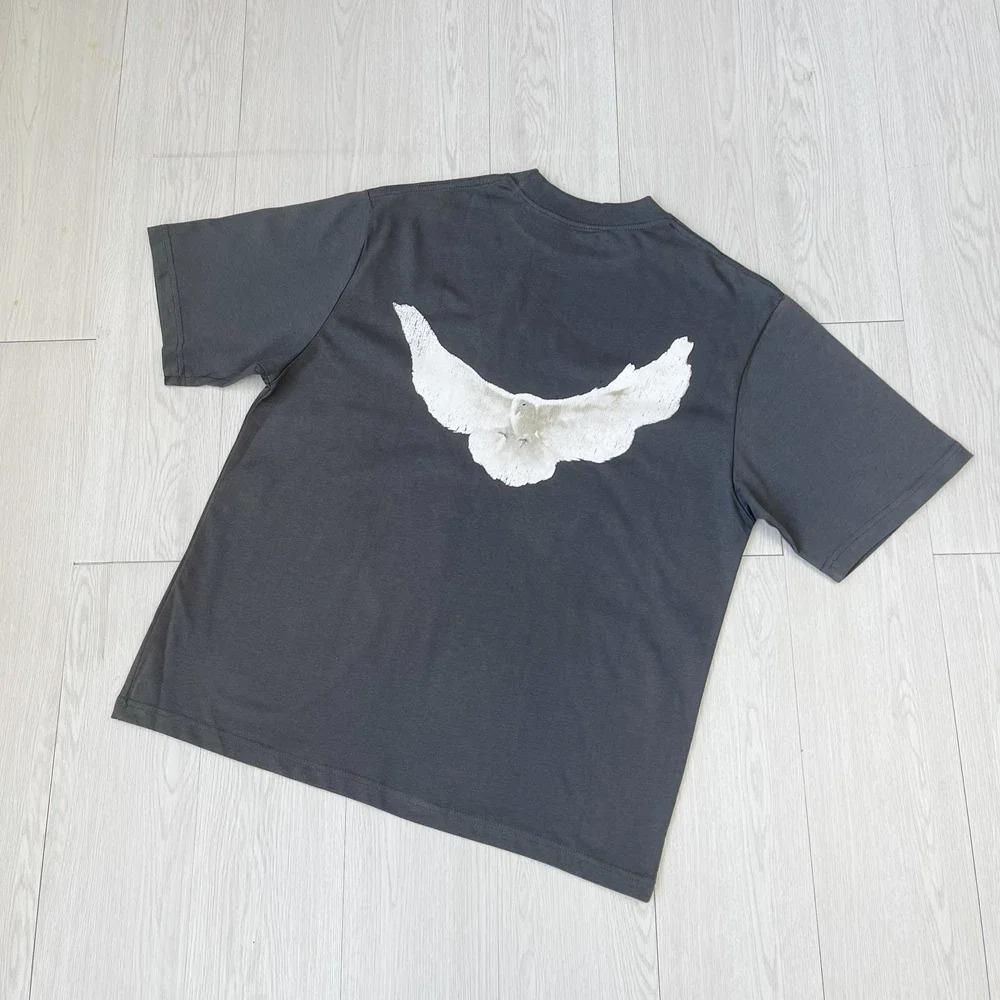 Frog Drift Kanye West Streetwear Vintage YZY DOVE DONDA Loose Ovesized Pigeon Print T-shirt Tops Tee for Men Oversized T-shirt