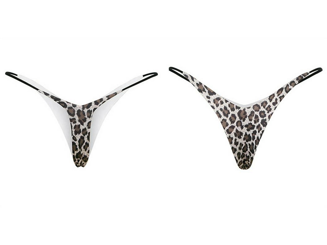 

Двошарові тонкі молочні шовкові шорти жіночого сексуального бікіні з низькою талією та стрінги V L (50-60 kg)