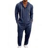 Men's Hooded Linen Shirt and Pants Set - European Casual Style