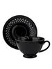 BLACK CERAMIC CUP 260ml WITH OPENWORK SAUCER FOR COFFEE AND TEA