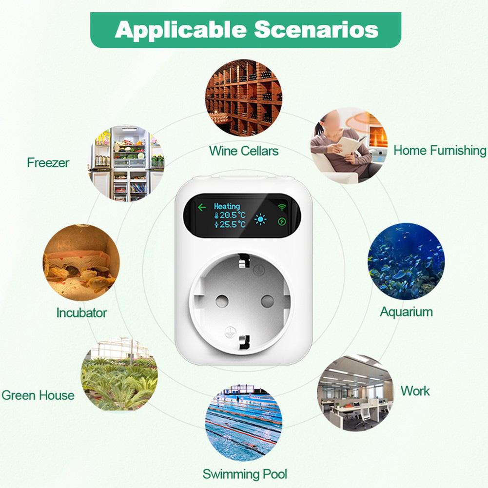 For Tuya WIFI Digital Thermostat Socket 16A Outlet Featuring Remote App Access and Voice Control Compatibility