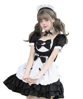 AOTYP Maid Cafe Cute Short Maid Halloween Costume for Halloween School Photo Otaku Size 5XL Costume, Cosplay, Maid, Maid, Costume, Women, Maid,