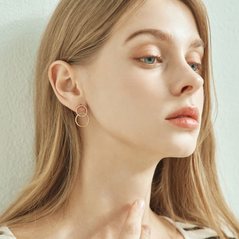 ELLE Jewelry Urban 14K GF Double Ring Combination Earrings ELGPEE457