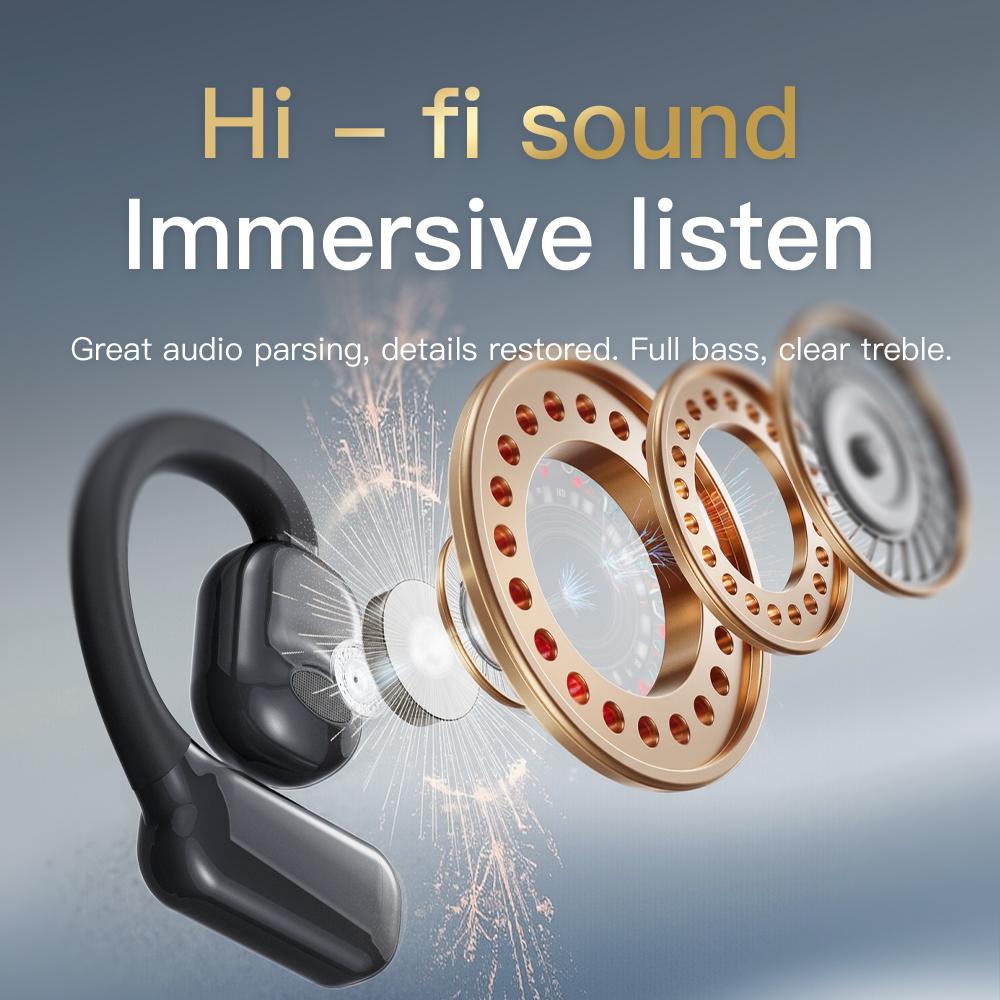 NEW HD Touch Screen Clip-on Earphones HIFI Sounds Wireless Bluetooth Headphones Noise Reduction Headset Sports Earbuds In HD Mic