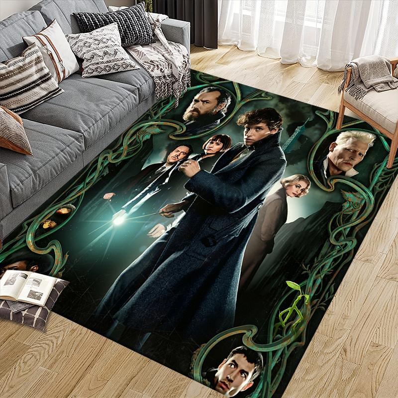 Fantastic Beasts Character Poster Square Area Rug, Non-Slip Floor Mat for Home Office, Perfect Gift for Fans.chl