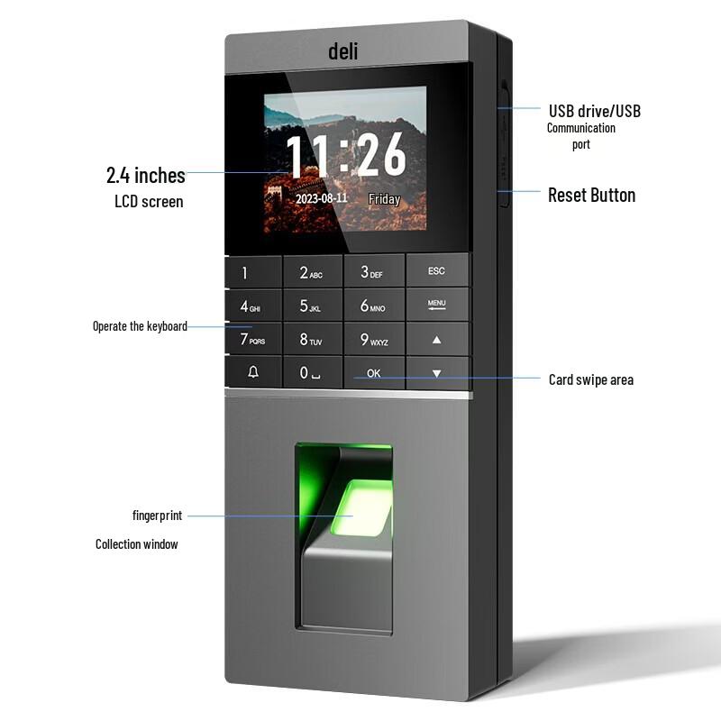 Deli AL201 Fingerprint Attendance & Access Control System