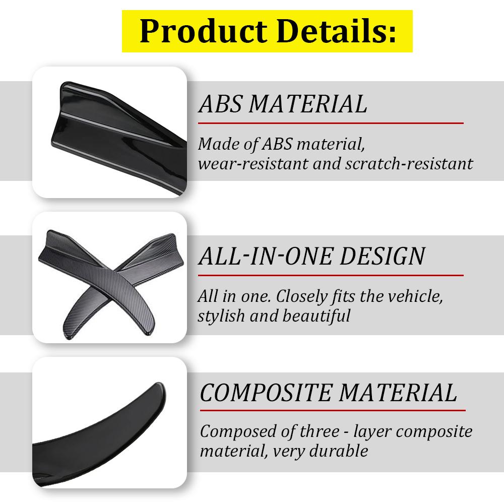 Universal Black Car Carbon Fiber Screen Car Bumper Spoiler Front Lip Anti-Collision Side Skirt Anti Collision  Accessory