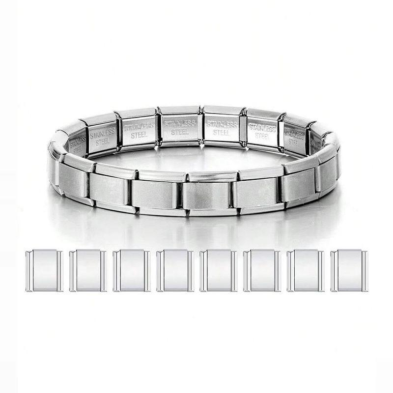 Stainless Steel Stretch Bracelet with Interlocking Square Links Durable Flexible Chain Link Design for Everyday Wear and Comfortable Fit