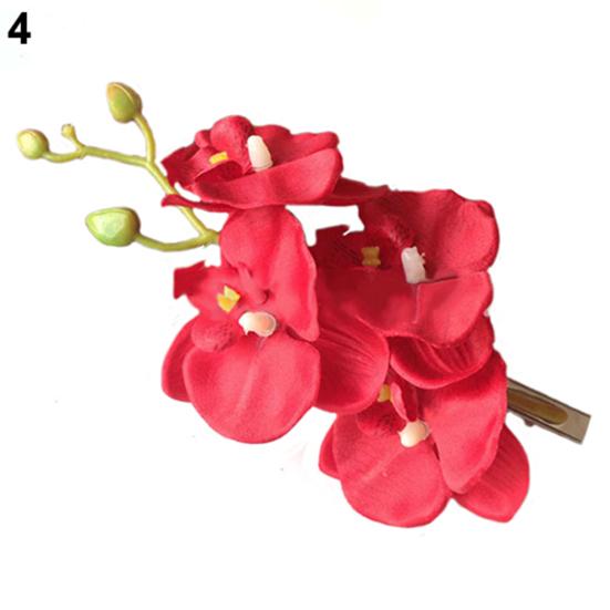 Fashion Women's Fake Phalaenopsis Flower Hair Clip Bridal Wedding Hair Accessory