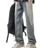 Straight jeans men's spring new American deconstruction design washed loose slim-fitting casual trousers